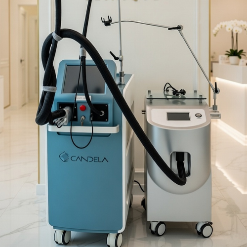 Epilare definitivă cu laser Candela GentleMax Pro (Alexandrite + Nd:YAG) – aparat profesional pentru epilare laser în salon, potrivit și pentru tratamentul rozaceei, telangiectaziilor și venectaziilor; comparație Alexandrite vs Nd:YAG.